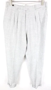 SUITSUPPLY Blake Men Trousers UK32R Grey Pure Linen Pleated Front Classic - Picture 1 of 9