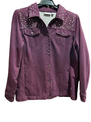 Dream Jeannes by Quaker Factory Womens Purple Studded Jacket Large - Image 1 of 4