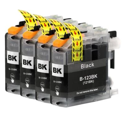 4 Black Printer Ink Cartridges to replace Brother LC123Bk non-OEM / Compatible - Image 1 of 4