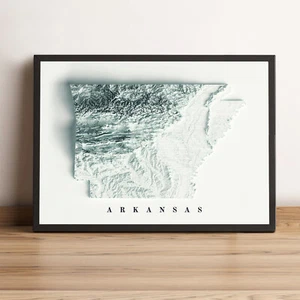Arkansas Map, Arkansas 2D Relief Map, Arkansas Vintage Map - 2D Flat Print - Picture 1 of 8