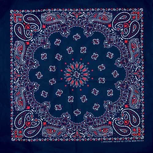 Carolina Creative Bandanna (azul oscuro/rojo) estampado cachemir 22" x 22" Hav-A-Hank Foto 1 de 1