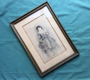 Dated 1898 Signed LEON MORAN Watercolor Painting Board Antique Beautiful Woman   - Picture 1 of 12
