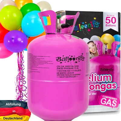 BALLONGAS + LUFTBALLONS + ZUBEHÖR - Heliumflasche Heliumgas Helium Flasche Party - Bild 1 von 4