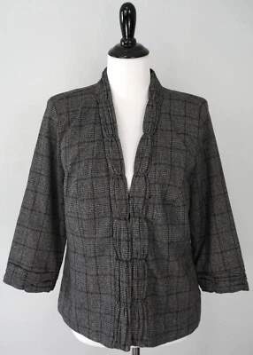 New CHRISTOPHER & BANKS Black Gray Check Open Front Blazer Coat Jacket Size M - Image 1 of 4