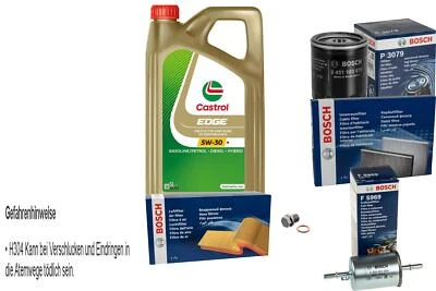BOSCH Inspection Set 5 L Castrol 5W-30 Pour Chevrolet Lacetti 1.6 1.4 16V - Photo 1/4