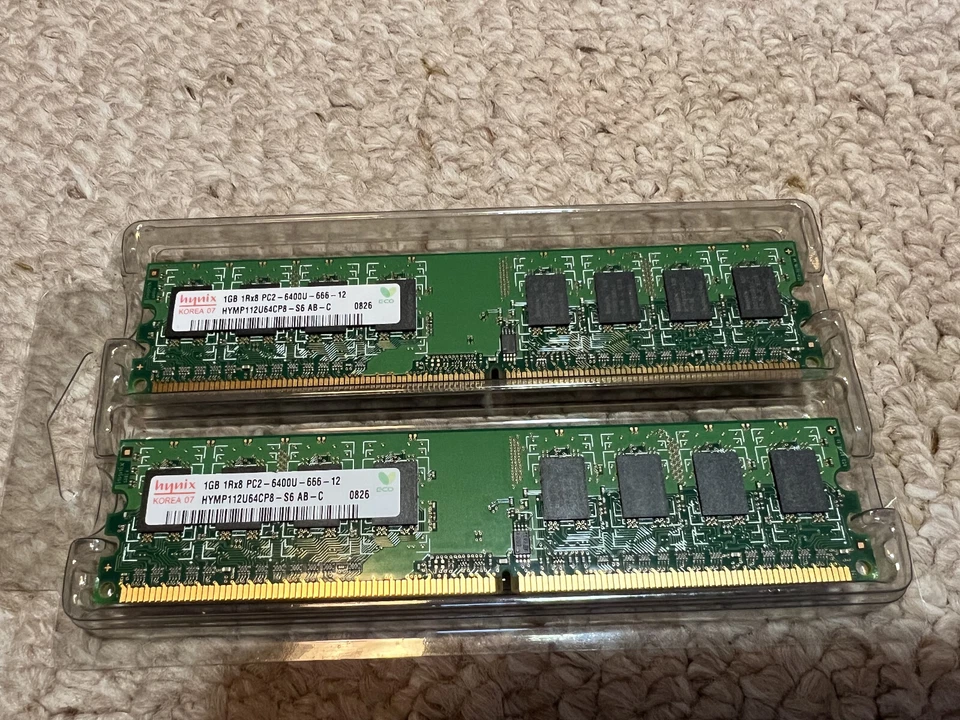 Hynix 2GB (2x1GB) HYMP112U64CP8-S6 PC2-6400 DDR2-800MHz non-ECC Desktop Memory - Image 1 of 4