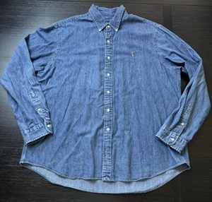 Polo Ralph Lauren Chambray Jeanshemd Herren XXL Blau Langarm Button Down - Bild 1 von 5