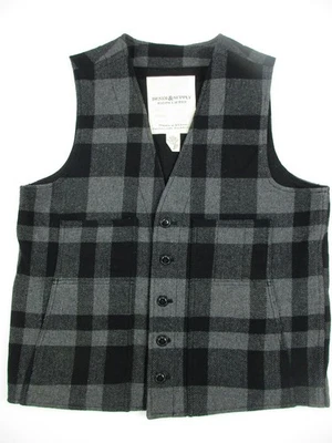 Mens Large Ralph Lauren Denim & Supply wool vest black gray plaid - Image 1 of 4