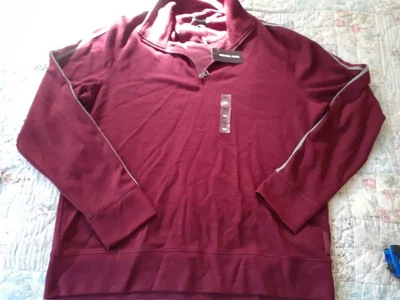 Suéter Pullover MICHAEL KORS Para Hombre Cremallera Cuarto Borgoña Talla 2X Nuevo-$98.Al por menor Foto 1 de 4