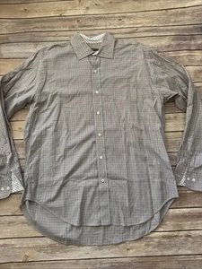 J. McLaughlin Gingham Print Trim Fit Button Down M Blue Red Long Sleeve Shirt - Picture 1 of 8