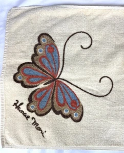 Vintage Hanae Mori Schmetterling Handtücher Creme Braun Martex 1970’s USA - Bild 1 von 10