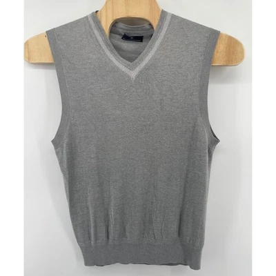 Chaleco Suéter Hart Schaffner Marx Para Hombres Gris Seda Cachemira Sin Mangas Cuello en V Grande Foto 1 de 4