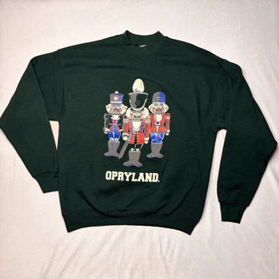 Vintage Fruit Of The Loom Sweatshirt XL Green Nutcrackers Opryland Christmas 90s - Image 1 of 4