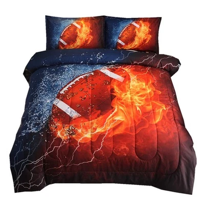Juego de edredón de fútbol americano para niños adolescentes, ropa de cama deportiva 3D tamaño completo, Ru... Foto 1 de 4