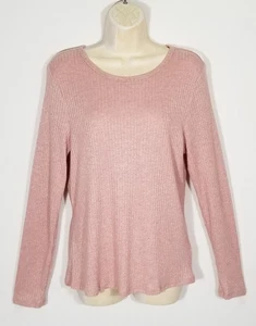 Old Navy Women Size XL Pink Gold Plush Rib-Knit T-shirt Tee Top Heather Woodrose - Picture 1 of 8