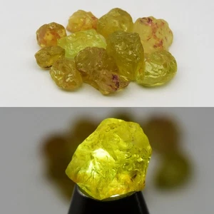 π 10p Lot 33.02ct t.w Rough Natural Green Yellow Grossular Garnet - Africa Gems - Picture 1 of 6