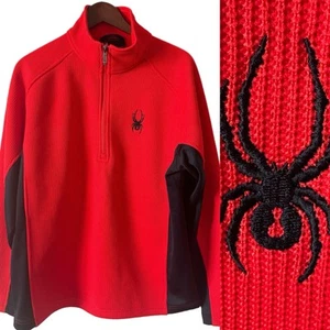 SPYDER Core Sweater 1/4 Zip Fleece Lined Red Ski Performance Sz L - Picture 1 of 12