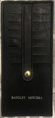 全新 Badgley Mischka 7 插槽黑色卡夹/钱包 带按扣零售 $19 — 第 1/3 张图片