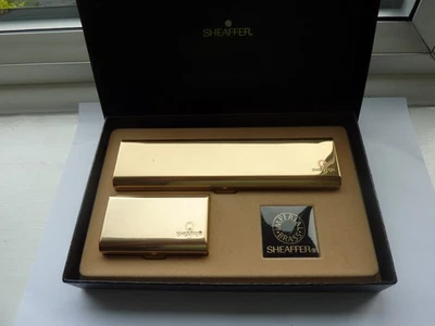 SHEAFFER TARGA IMPERIAL BRASS FOUNTAIN PEN SET  IN BRASS CASES -MINTY - Image 1 of 4
