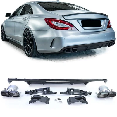 Difusor trasero deportivo con tubos de escape negros para Mercedes CLS C218 Facelift 14-18 - Imagen 1 de 4