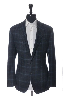 Canali Kei Blue on Charcoal Grey Check Sport Coat 33712 Foto 1 de 4