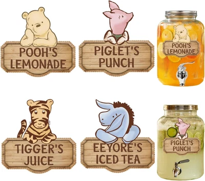 8PCS Winnie Drink Labels Baby Shower Drink Stickers Signs for Classic Pooh Birth - Image 1 of 4