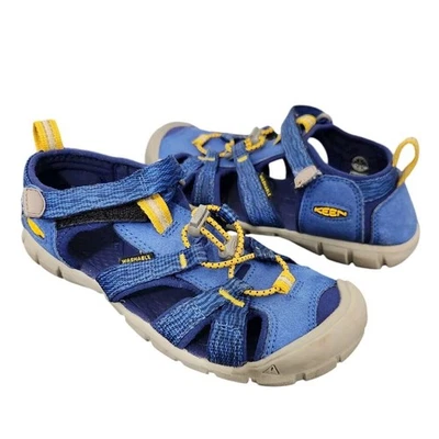 SANDALIAS DE AGUA KEEN SEACAMP AZUL AMARILLO ZAPATOS NIÑOS GRANDES TALLA 2 AL AIRE LIBRE SIN CORDONES Foto 1 de 4