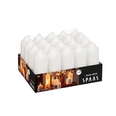 Velas de pilar Spaas marfil sin perfume - Paquete de 20, 38/110 mm, 13 horas de tiempo de combustión Foto 1 de 2