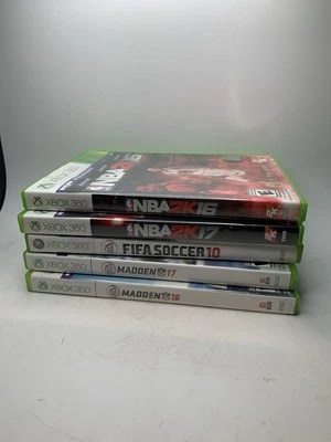 XBOX 360 Lot 5 Sports Games NBA 2k16, 2k17, FIFA Soccer 10, Madden 16, 17 - Image 1 of 4