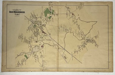 Original 1879 Map Town Village East & West Bridgewater Mass MA Antique Atlas - Image 1 of 4