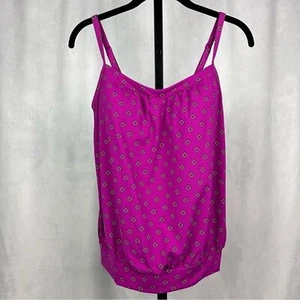 Lands End Tankini Womens 6 Pink Swimsuit Adjustable Spaghetti Straps Blouson Top - Picture 1 of 9