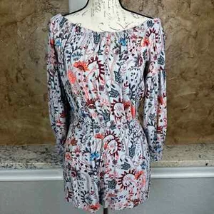 Free People Romper Women's Small Floral Long Sleeve Off Shoulder Open Back Rayon - Picture 1 of 10