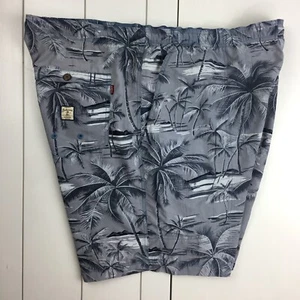Men’s TOMMY BAHAMA Paradise Nation Grey Palm Tree Mesh Lined SWIM SHORTS SIZE XL - Picture 1 of 11