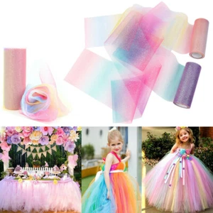 10 Yard Rainbow Glitter Tulle Roll Fabric Netting Wrap Craft DIY Wedding Decors - Bild 1 von 14