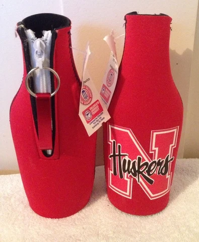 Nebraska Huskers Red Bottle Holder with opener Cover