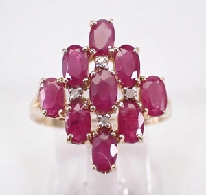 3Ct Oval Cut Lab-Created Red Ruby Cluster Wedding Band 14K Yellow Gold plated - Picture 1 of 8