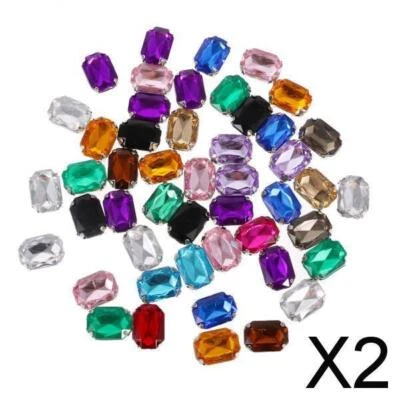 2x 50pcs 10*14mm Oval Ellipse Acrylic Rhinestone Button Mix Color for DIY Craft - Image 1 of 4