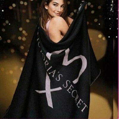 Victorias Secret Pink Heart Black Throw COZY Blanket New fashion show - Image 1 of 2