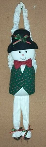 "TELA COLGANTE NAVIDAD INVIERNO MUÑECO DE NIEVE COLGANTE PUERTA CON CAMPANAS JINGLE 20.5" - Imagen 1 de 5