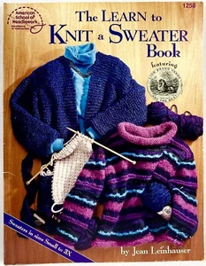 1998 ASN Learn To Knit A Sweater 1258 Knitting Pattern Book Sz S-3X Vintag 14344 - Picture 1 of 2