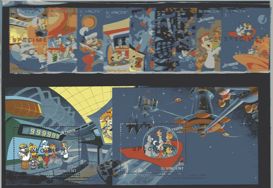 BRITISH ST. VINCENT - "JETSON THE MOVIE", MI # 1716/24 + BL 25/6, SPECIMEN - Image 1 of 1