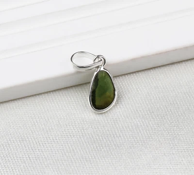Collana In Argento Sterling 925 Con Gemma Di Tormalina Verde Naturale Regali - Immagine 1 di 4