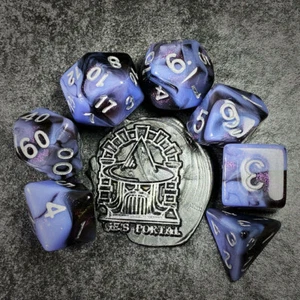 Sage's Shards - Schwarz/Flieder Glitzer Polyedral Würfel Set Spiele Dungeons Drachen - Bild 1 von 9