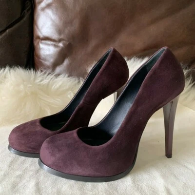 BOMBAS DE SALTO ALTO JIL SANDER CAMURÇA ROXA TAMANHO 38.5 - Imagem 1 de 4