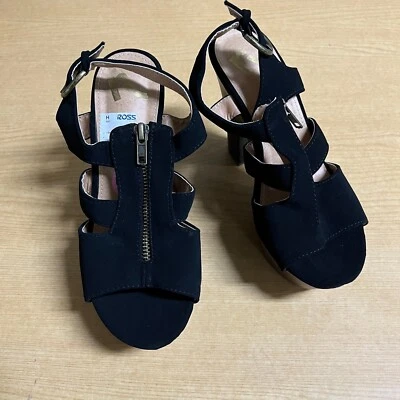 Zapatos de tacón alto Report para mujer talla 5,5 negros plataforma punta abierta cremallera Foto 1 de 4