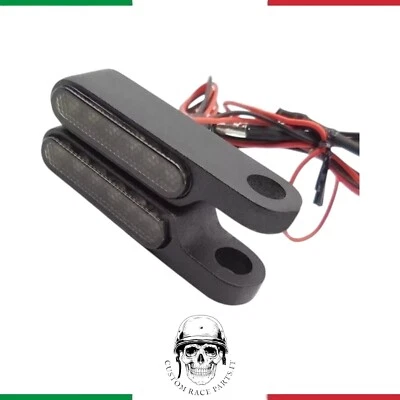 🇮🇹 KIT 2 MINI FRECCE INDICATORI LED MOTO HARLEY TRIUMPH NERE CUSTOM  OMOLOGATE - Image 1 of 4