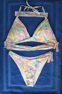 Victorias Secret Swim 2pcs Set Size M Removable Push-up Halter/Brazilian Bottom - Picture 1 of 19