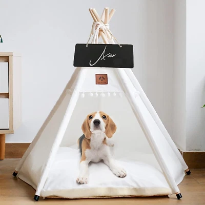 Tienda portátil para perros tipi para mascotas casas para perros cachorro tipi gato cama con cojín grueso Foto 1 de 4