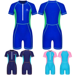 Unisex Kids Swimsuit Wetsuit Bodysuit Rash Guard Jumpsuit Sunsuit Uniform Girl - Picture 1 of 26