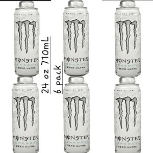 Monster Energy Zero Ultra Zero Shugar 24 FL OZ 710mL Pack Of 6 Big Cans - Picture 1 of 5